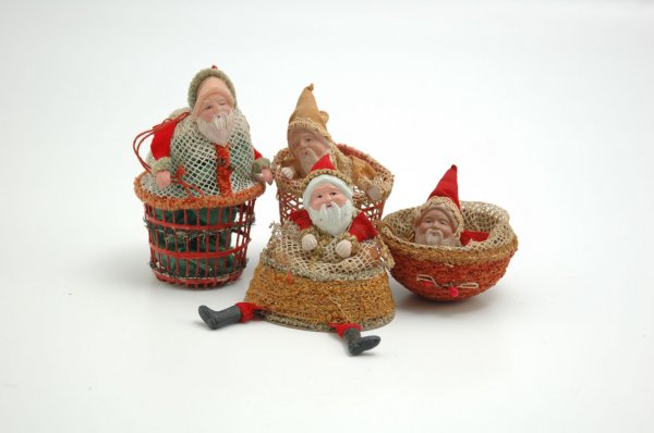 GROUP OF FOUR SANTA BASKET CANDY CONTAINERS