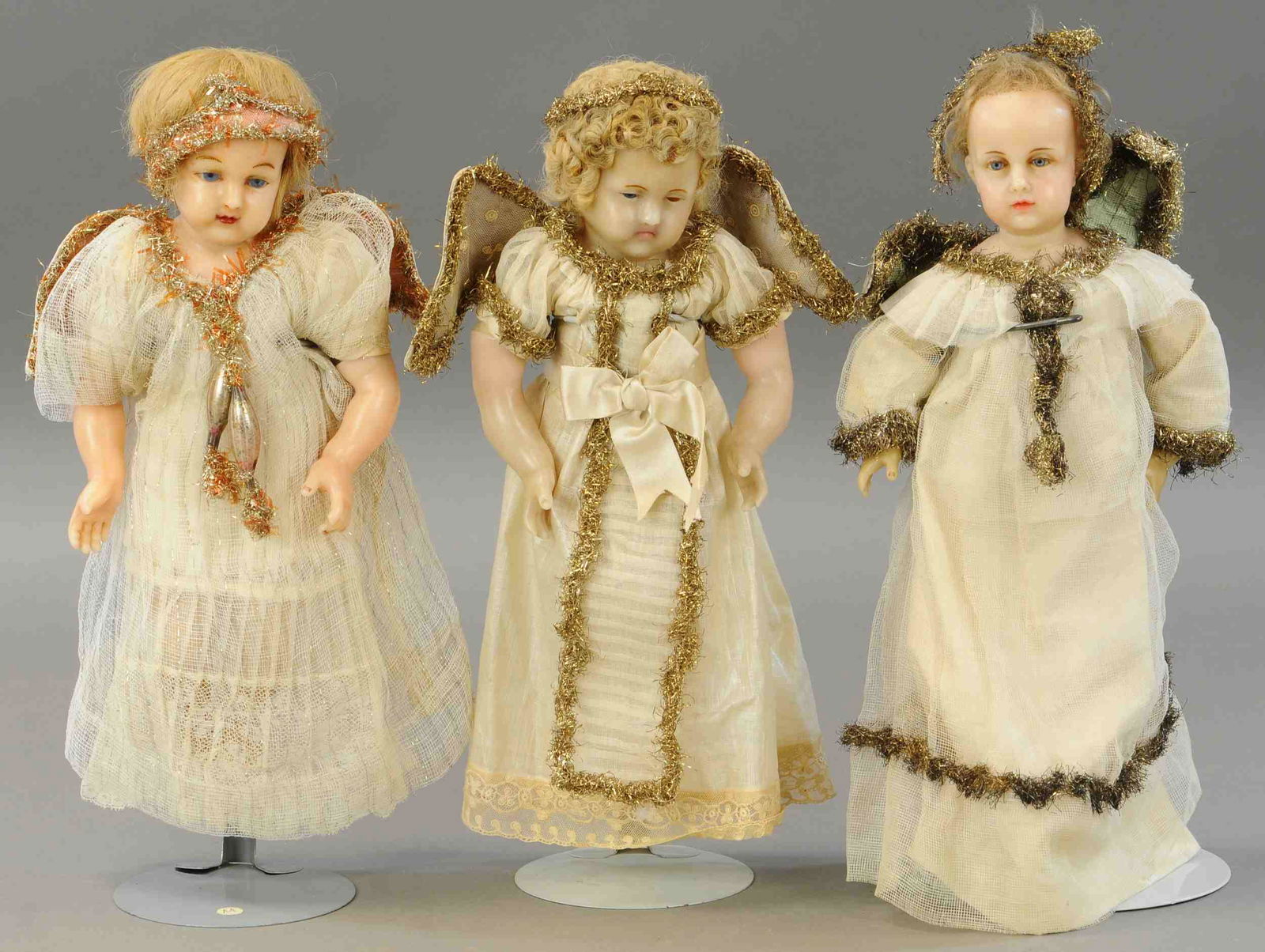 LOT OF THREE ENGLISH POURED WAX DOLLS AS CHRISTMAS (1 of 2)