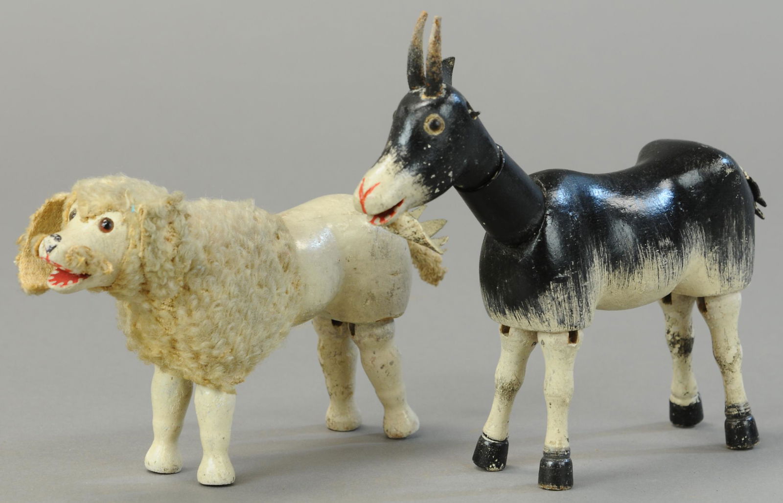 SCHOENHUT GLASS-EYED GOAT & POODLE W/ MANE (1 of 3)