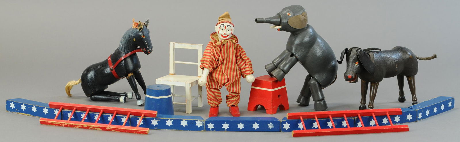 SCHOENHUT REDUCED SIZE ANIMALS, CLOWN AND (1 of 2)