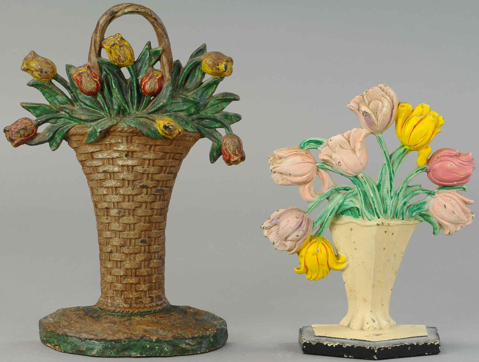 TWO HUBLEY TULIP FLORAL DOORSTOPS (1 of 2)