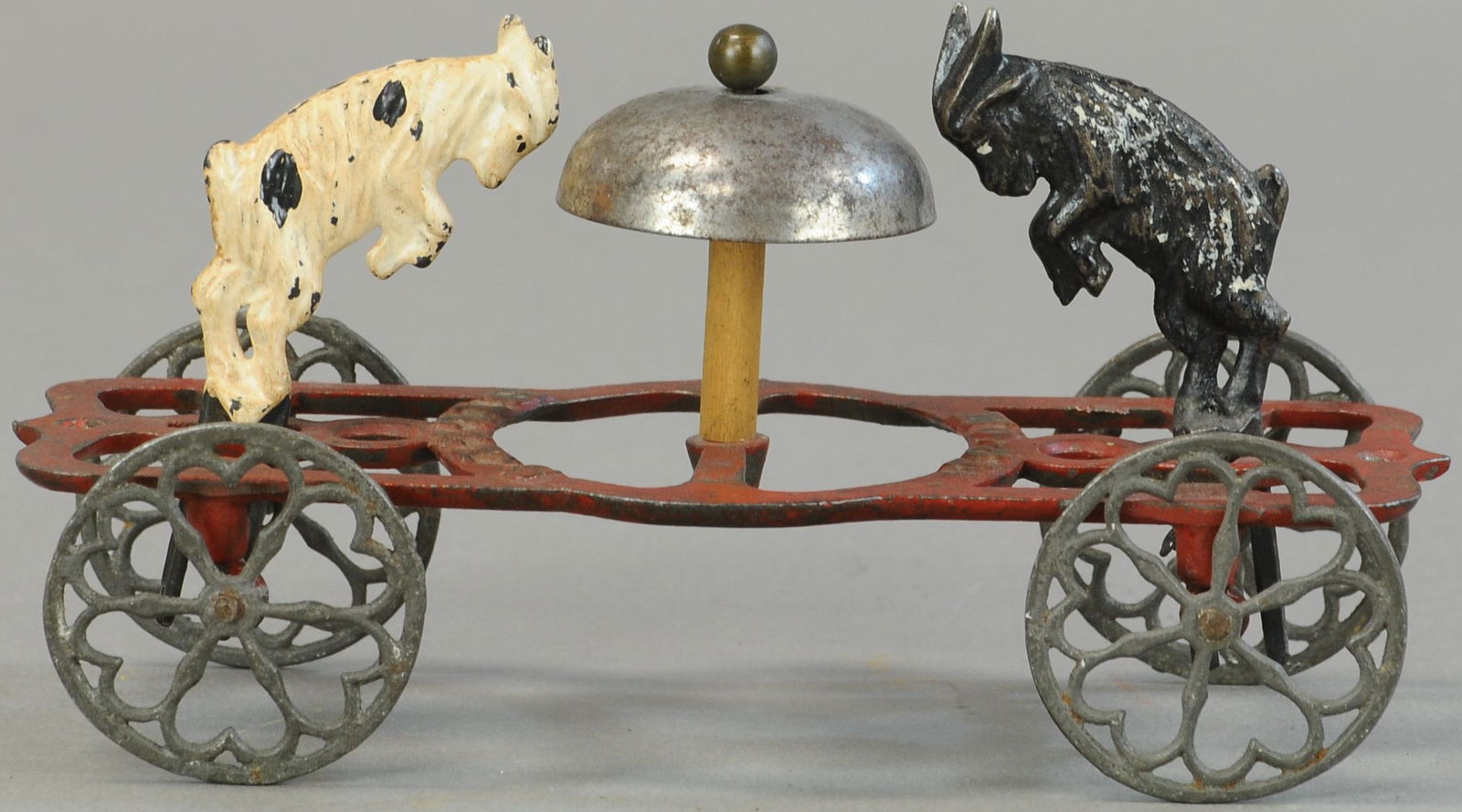 GONG BELL BILLYS BELL TOY: 1368. GONG BELL BILLYS BELL TOY | 7" l. | White goat replaced, otherwise in All Original Condition. | $250 - $500