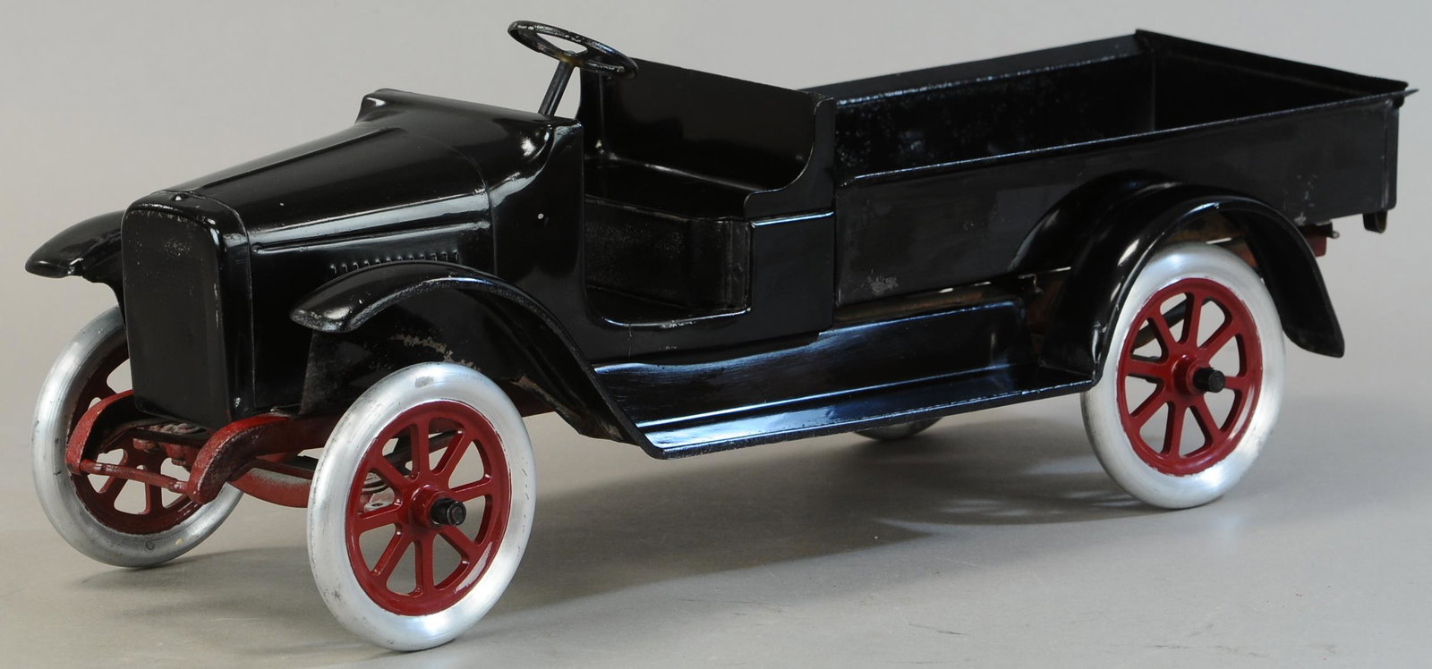 BUDDY L SPOKE WHEEL EXPRESS TRUCK: 1463. BUDDY L SPOKE WHEEL EXPRESS TRUCK | 24" l. | Bumper is reattached, wheels are replaced, some paint enhancement throughout body. | $250 - $500