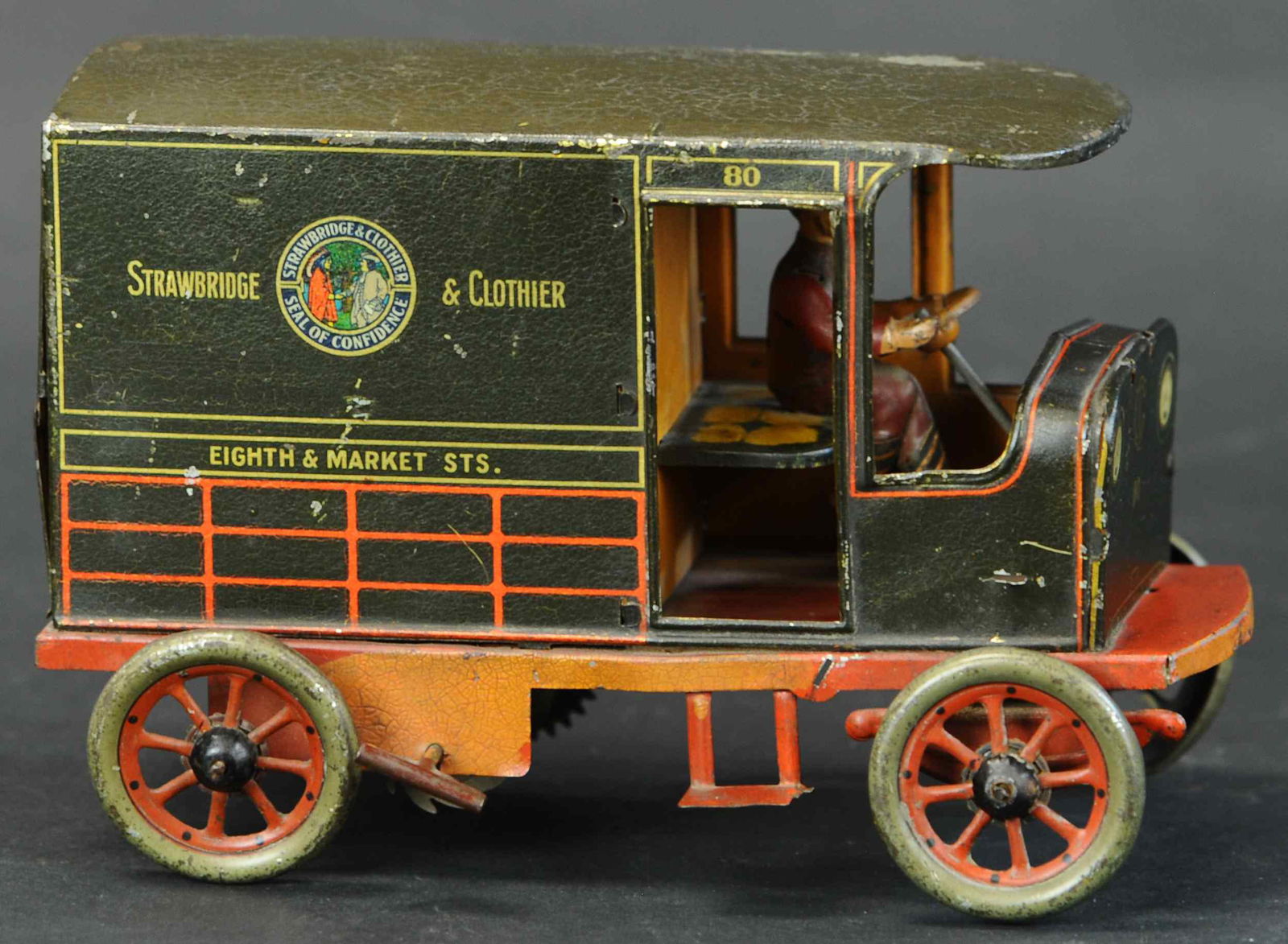 HANS EBERL STRAWBRIDGE & CLOTHIER VAN: 16. HANS EBERL STRAWBRIDGE & CLOTHIER VAN | Popular delivery van in the series produced by German maker, this piece marketed to the Philadelphia clothing department store, USA market. | Provenance: Pa