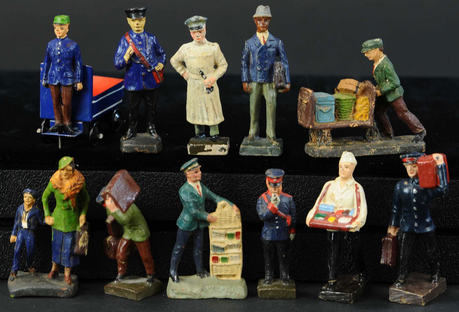 ELEVEN RAILWAY FIGURES ELASTOLIN & OTHERS (1 of 2)