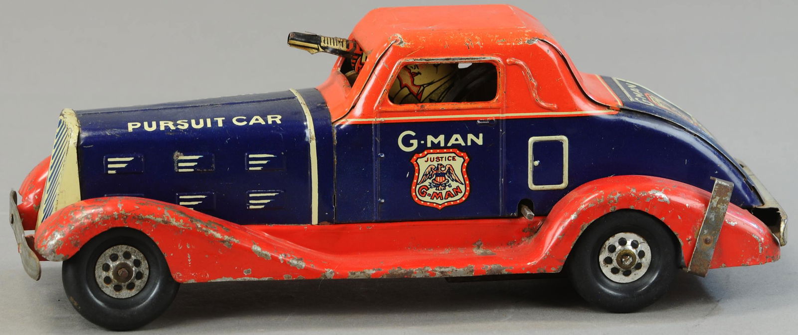 MARX WIND UP G-MAN PURSUIT CAR GANGSTER POLICE WYANDOTTE