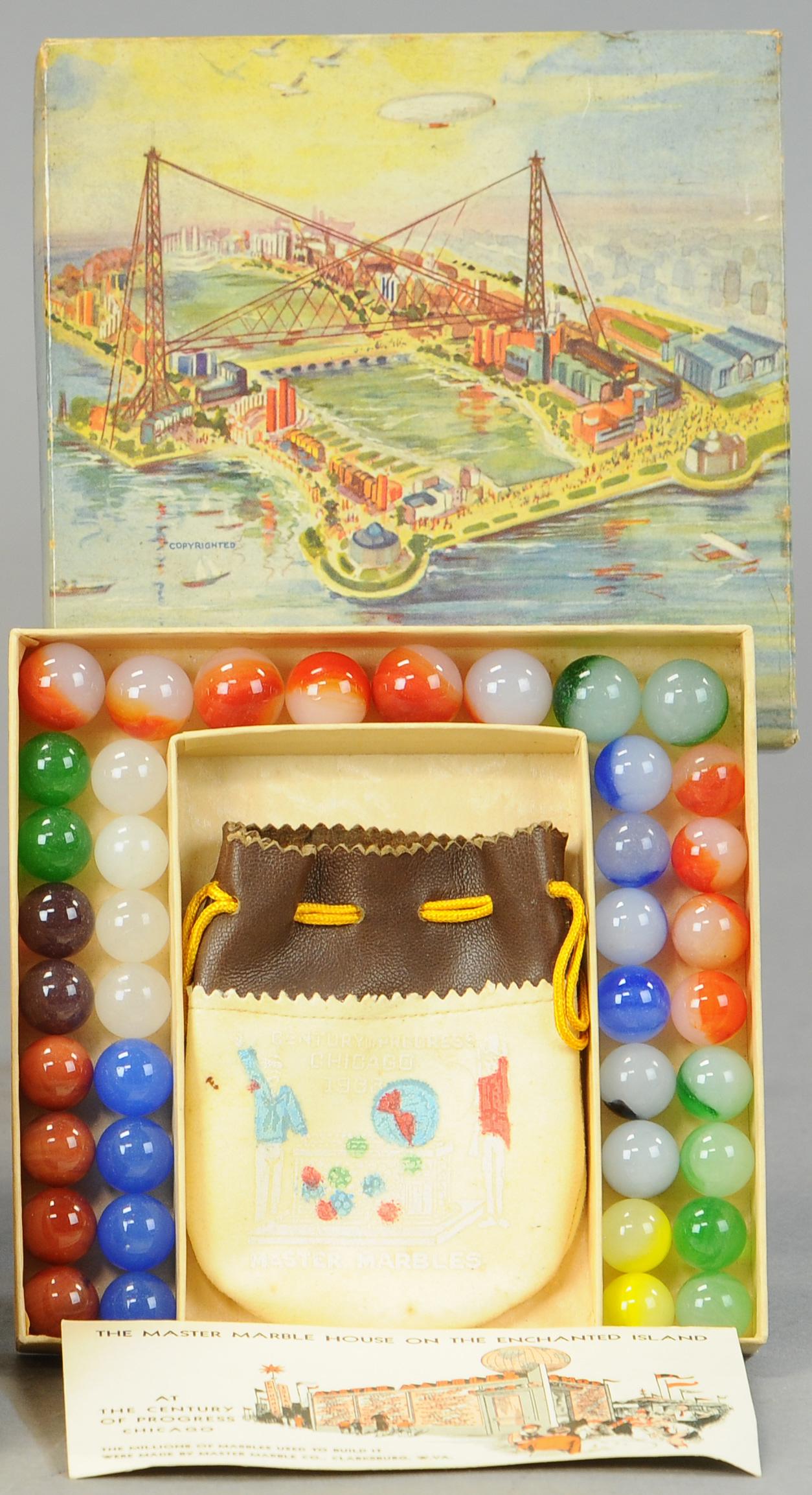 BOXED MASTER MADE MARBLES - 1933 WORLD'S FAIR (1 of 2)