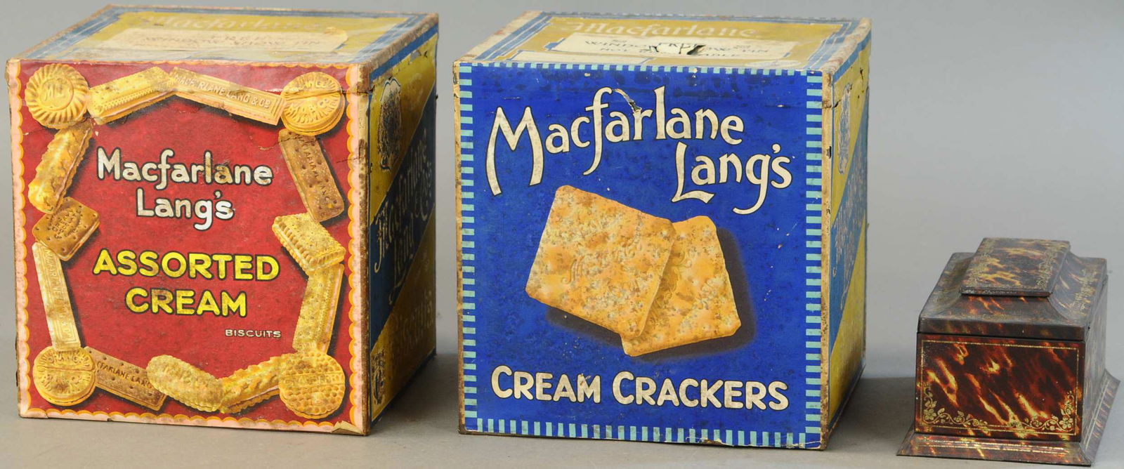 TWO STORE BISCUIT TINS & A CRAWFORD DRESSER (1 of 3)