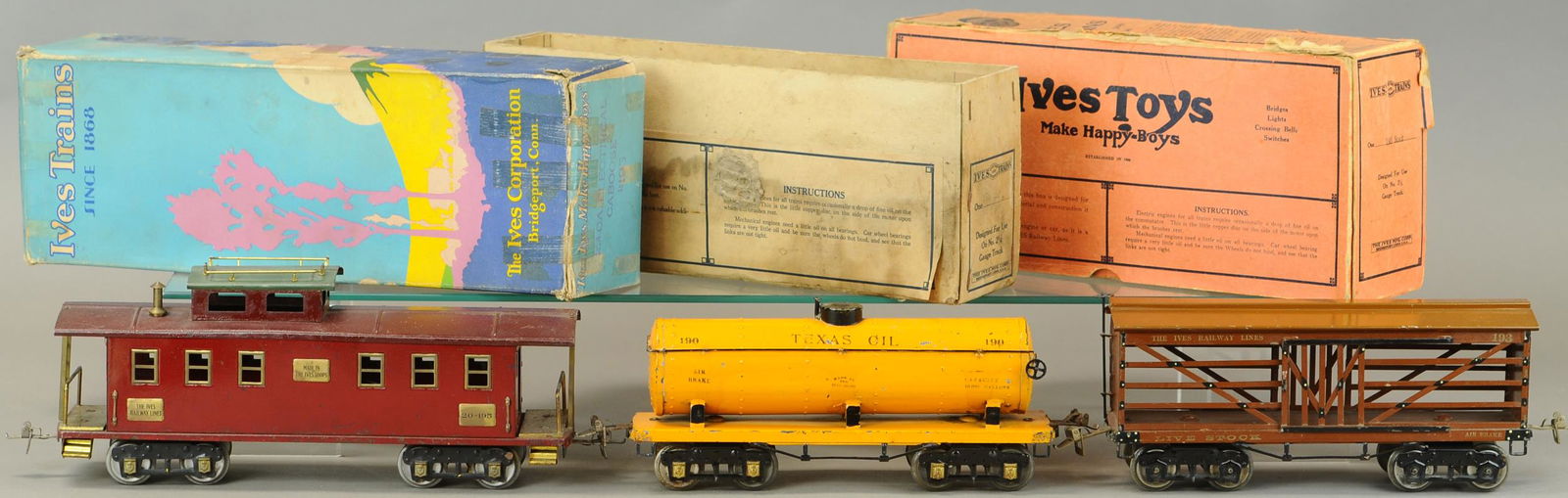 THREE BOXED IVES FREIGHT CARS (1 of 4)