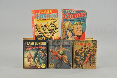GROUPING OF FLASH GORDON BIG LITTLE BOOKS: Includes Flash Gordon and the Planet Mongo, the Red Sword Invaders, the Monsters of Mongo, the Perils of Mongo, and In the Ice World of Mongo.