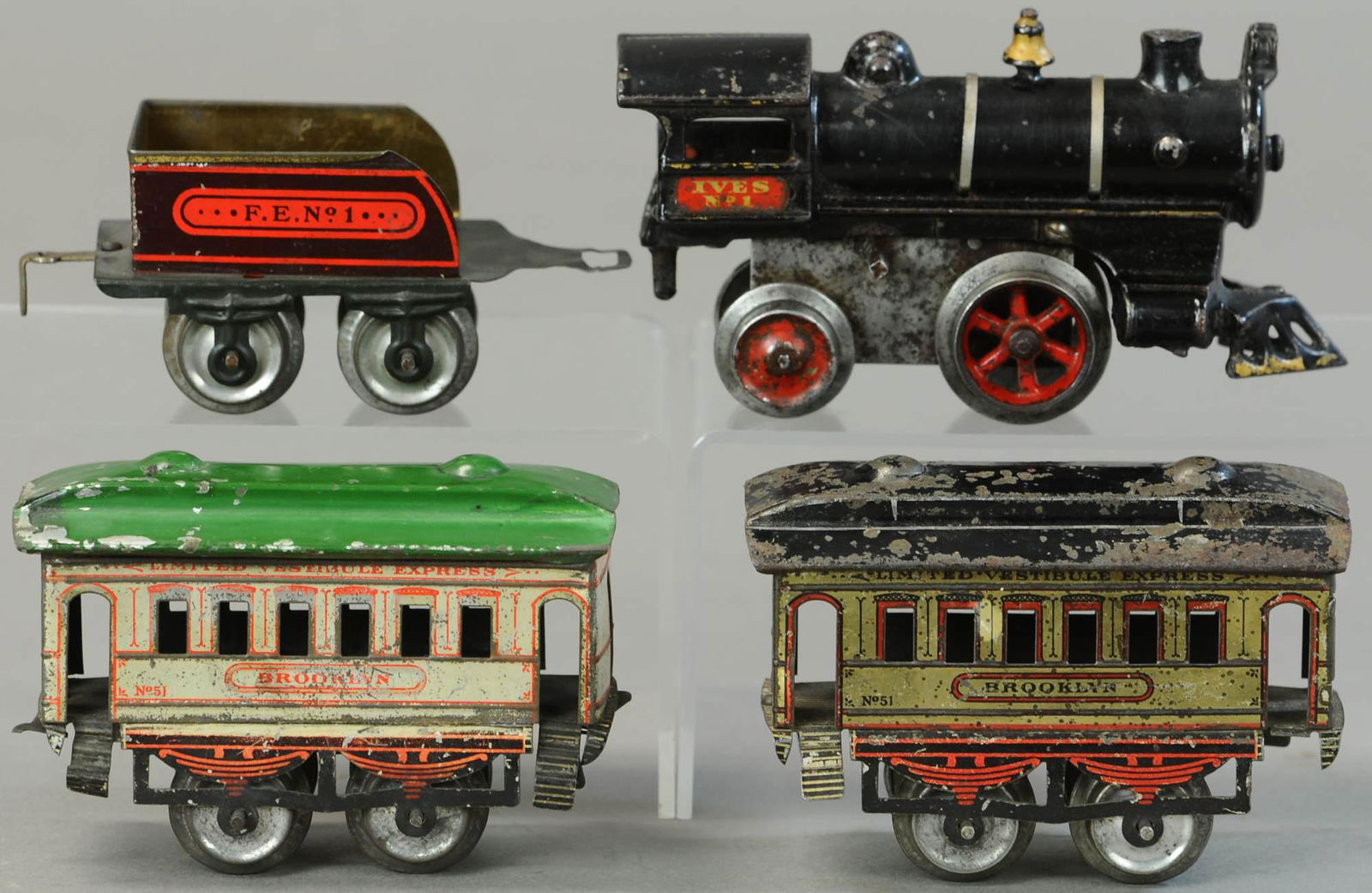 IVES BROOKLYN CARS AND NO. 1 LOCO (1 of 3)