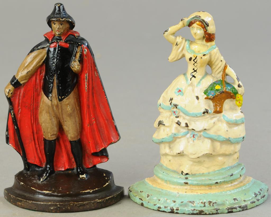 BO PEEP & EDWARDIAN FIGURE DOORSTOPS: 265. BO PEEP & EDWARDIAN FIGURE DOORSTOPS | 7" h. | All Original Condition. | $200 - $400
