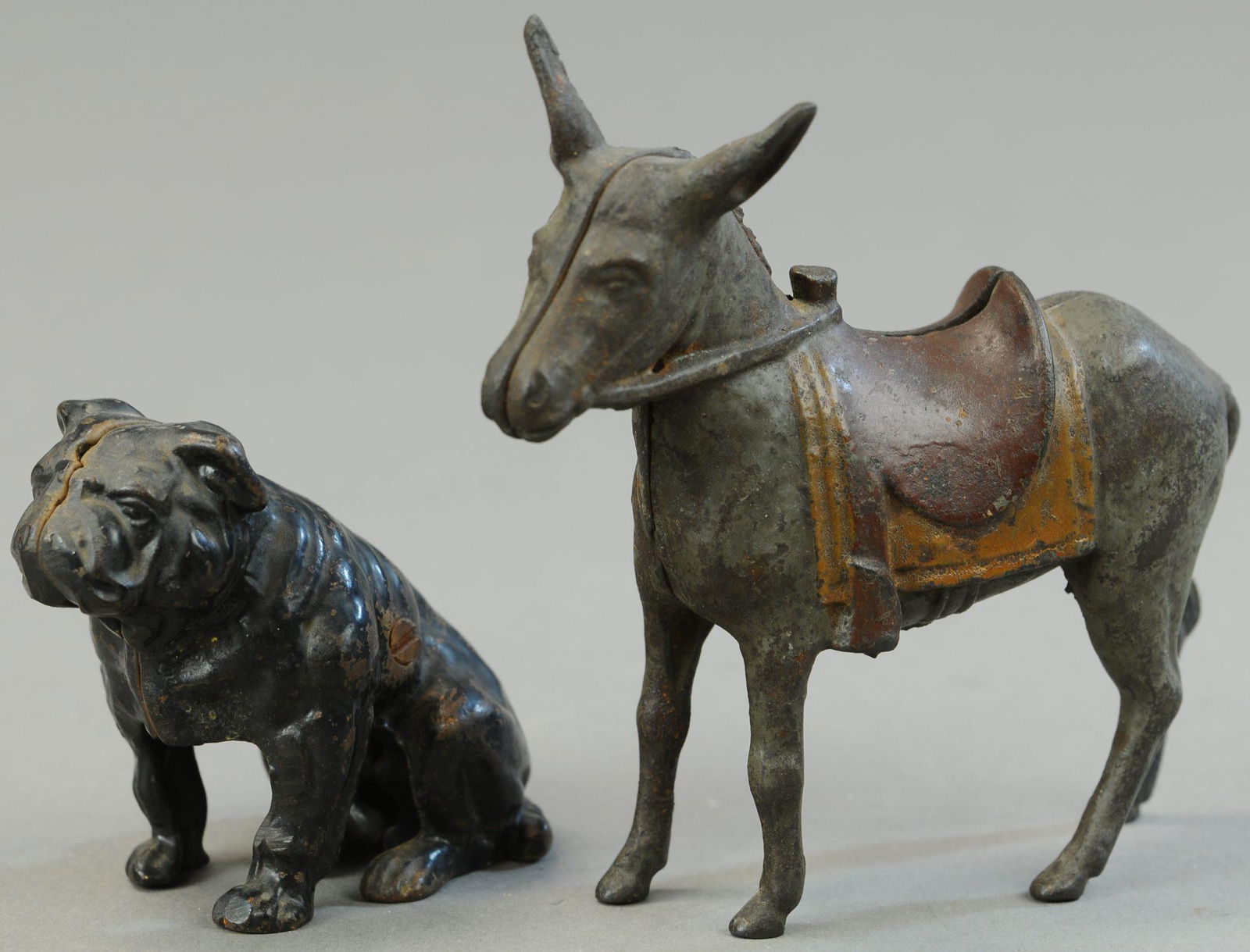 LARGE DONKEY AND SEATED BULLDOG BANKS (1 of 3)