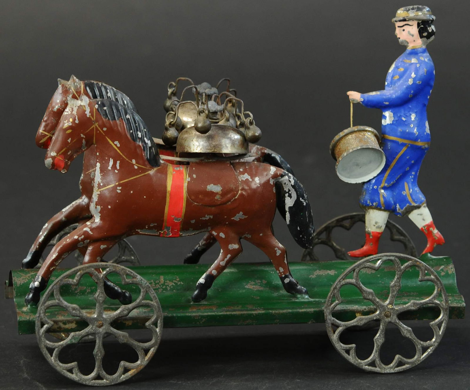 BERGMANN DRUMMER W/ TWO HORSES BELL TOY (1 of 4)