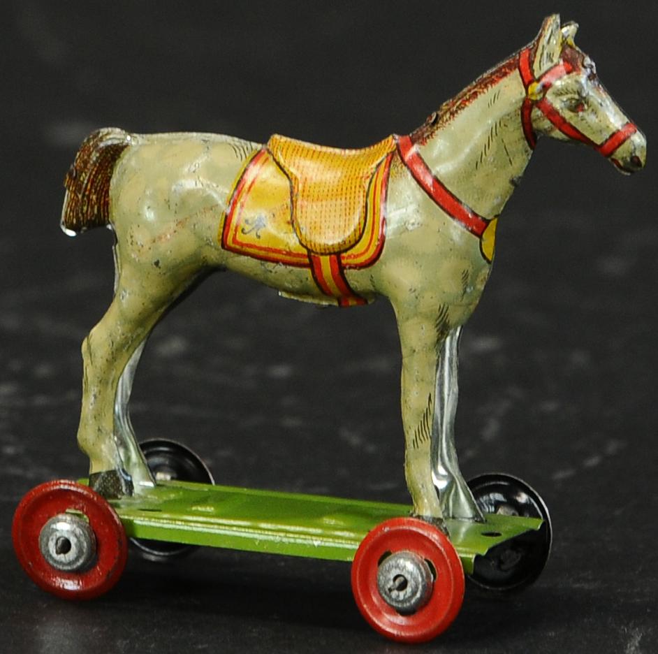 MEIER SADDLE HORSE PENNY TOY: 362. MEIER SADDLE HORSE PENNY TOY | 3" h. | (Exc. - Pristine Cond.) | $200 - $400