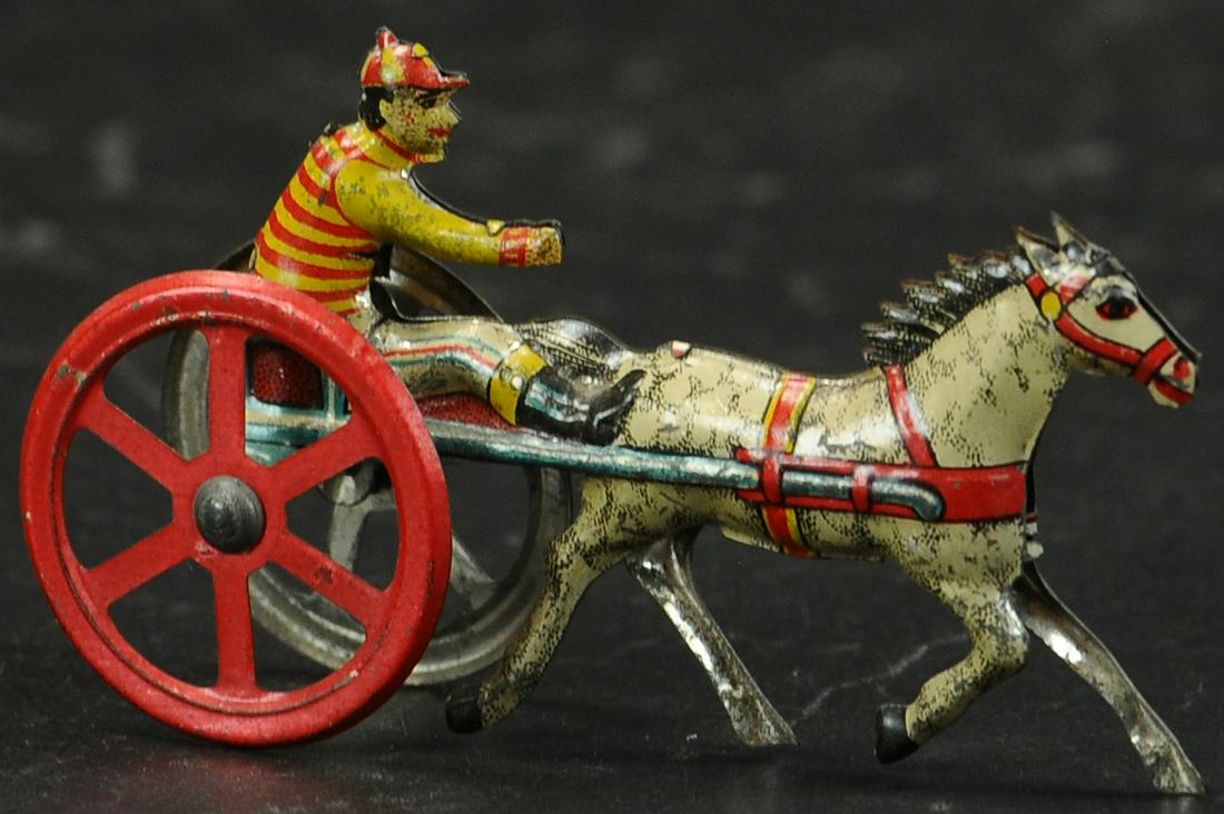 MEIER SULKY TROTTER PENNY TOY: 364. MEIER SULKY TROTTER PENNY TOY | 4" l. | (Exc. Cond.) | $300 - $500