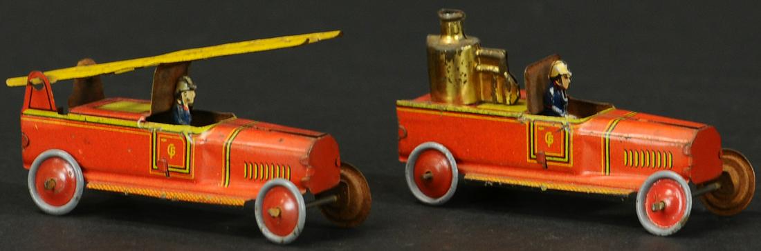 TWO FISCHER FIRE TRUCK PENNY TOYS (1 of 3)