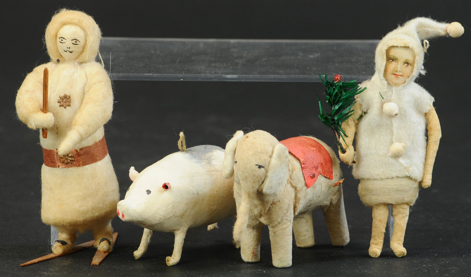 FOUR COTTON BATTING CHRISTMAS ORNAMENTS (1 of 2)