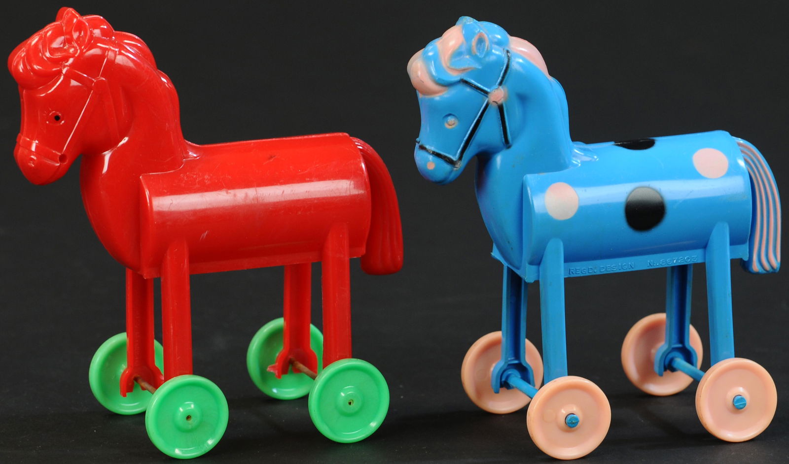 ROSBRO POLKA-DOT HORSE RATTLE & A CANDY CONTAINER (1 of 4)