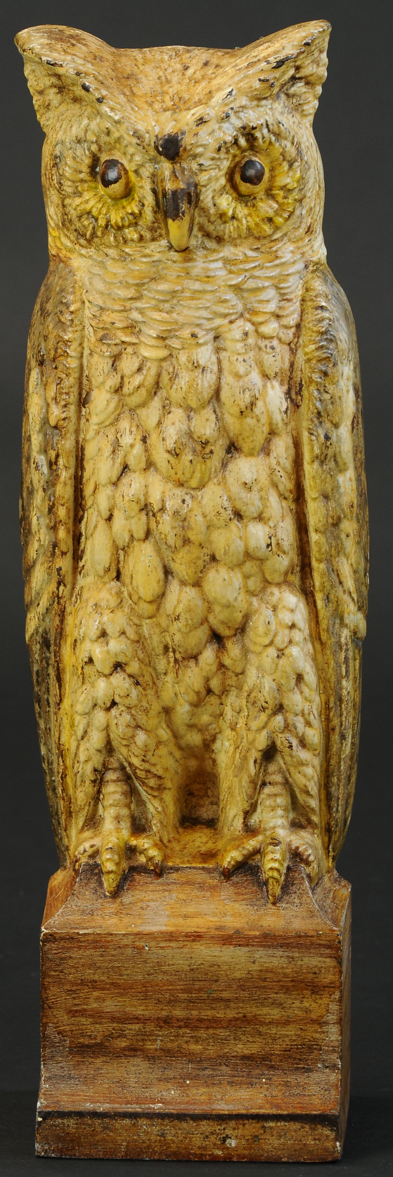 LARGE B & H OWL ON PEDESTAL DOORSTOP: 1482. LARGE B & H OWL ON PEDESTAL DOORSTOP | 15.5" h. | (VG - Exc. Cond.) | $1,000 - $1,500