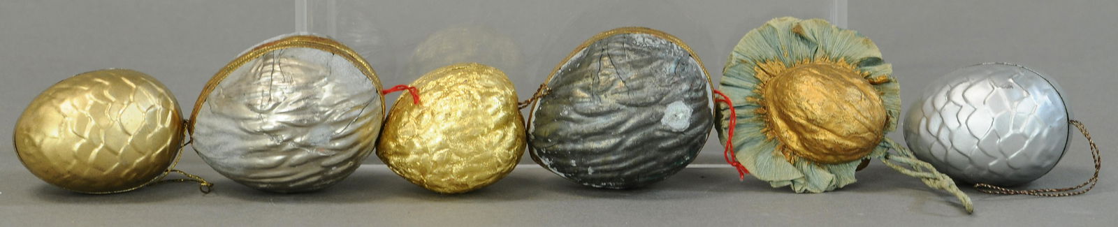 GROUPING OF SIX WALNUT CANDY CONTAINERS (1 of 3)