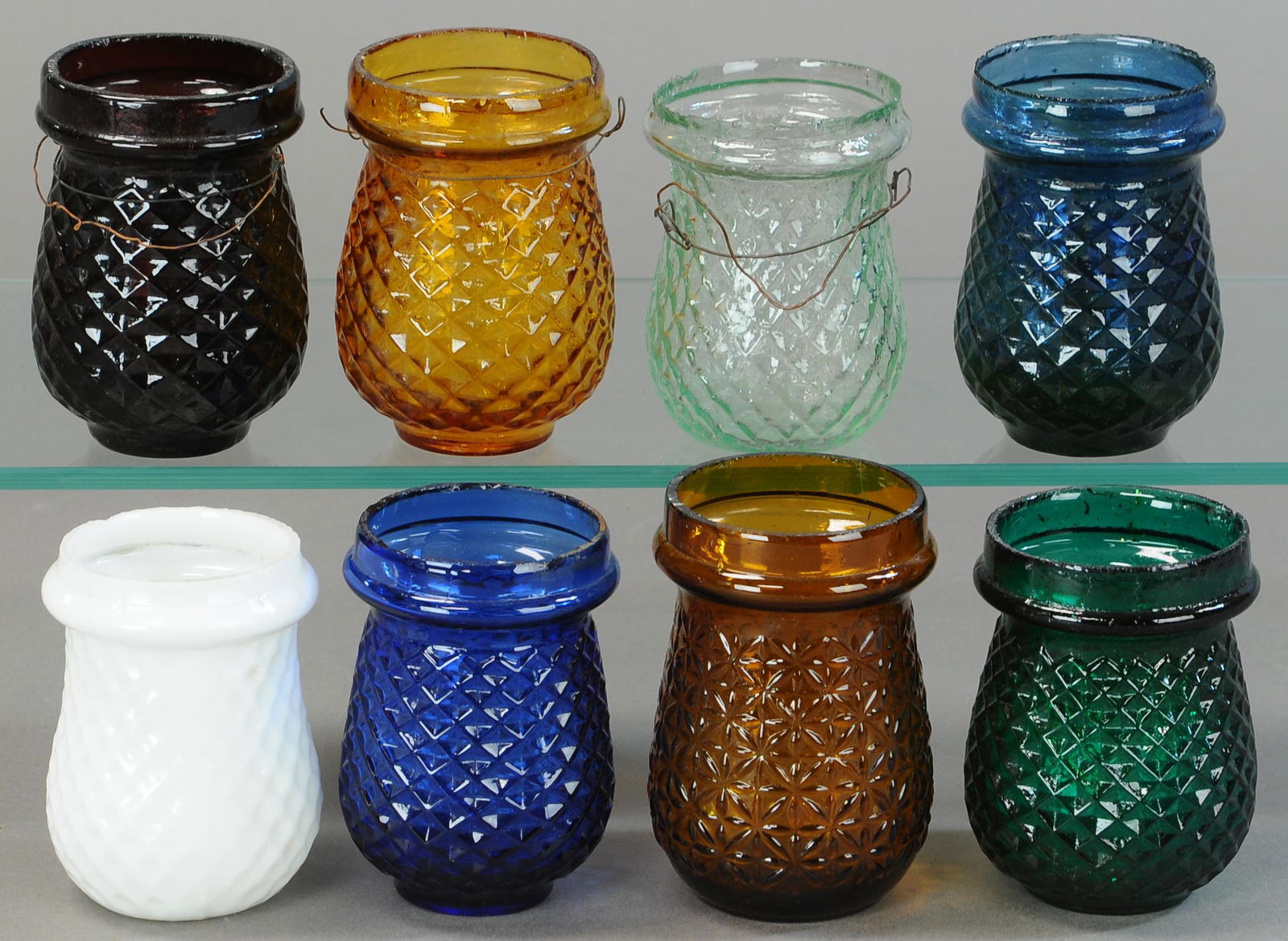 EIGHT PRESSED GLASS CANDLE CUPS FOR CHRISTMAS (1 of 3)