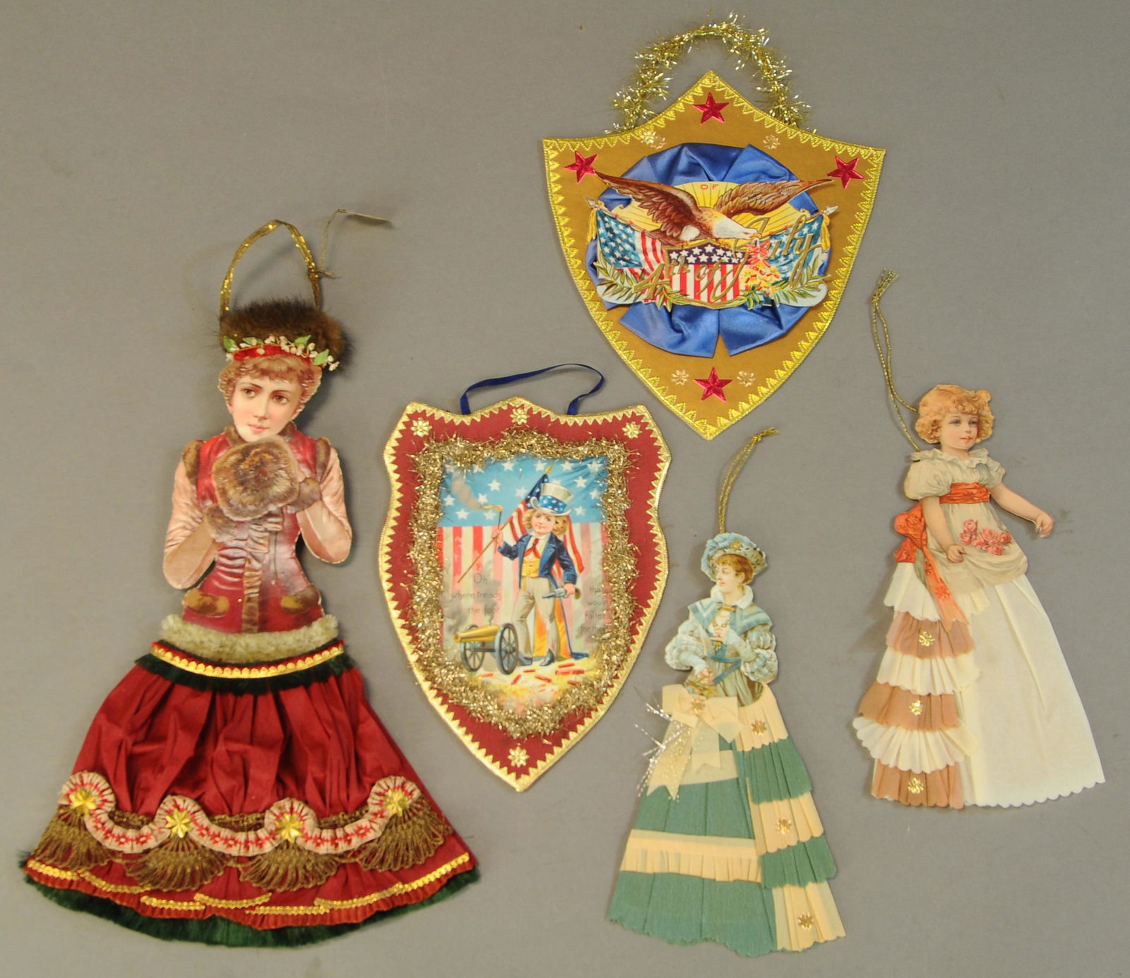 A GROUPING OF FIVE WONDERFUL VICTORIAN ORNAMENTS (1 of 2)