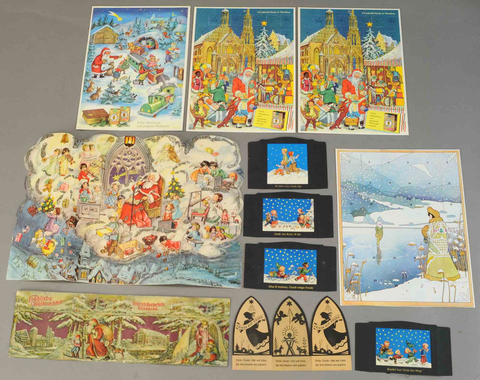 TWENTY CHRISTMAS & ADVENT CARDS & A TIN LITHO (1 of 4)