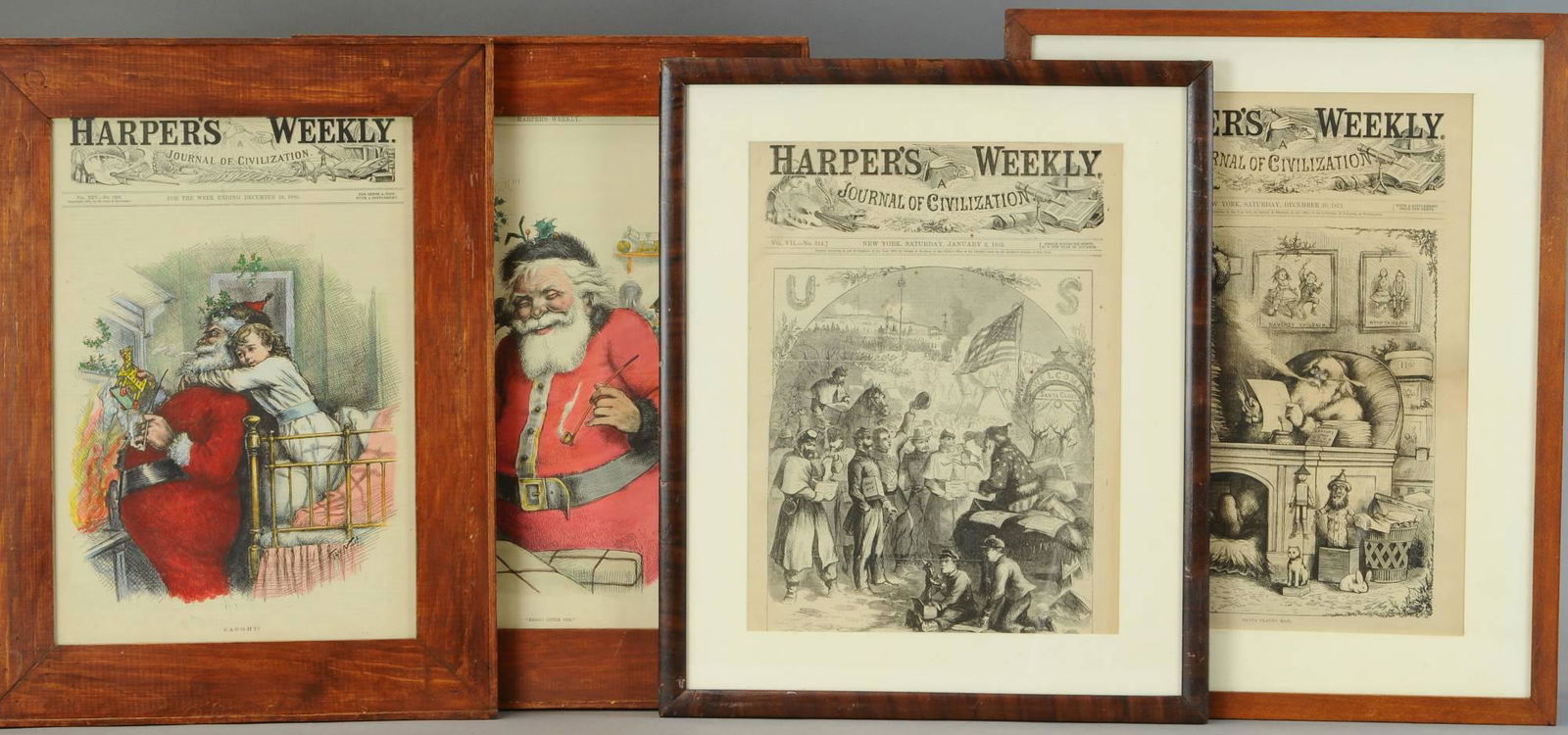 FOUR FRAMED THOMAS NAST CHRISTMAS PRINTS (1 of 3)