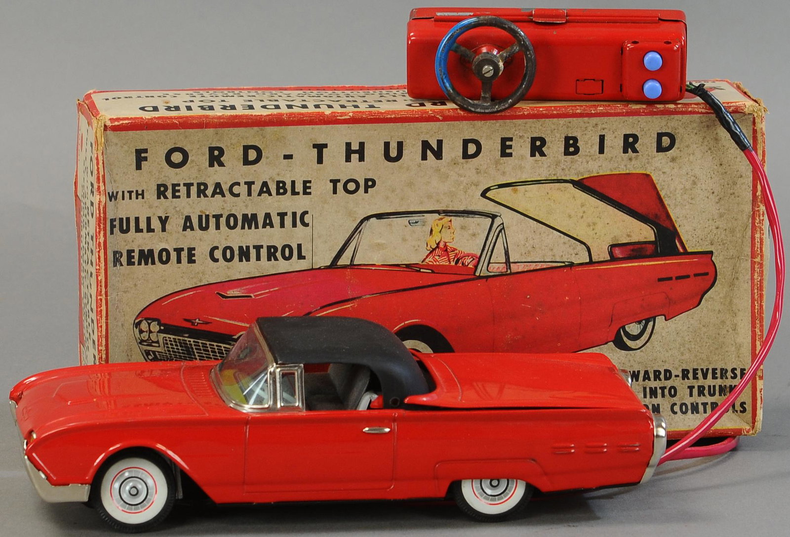 BOXED CRAGSTON FORD THUNDERBIRD: 17. BOXED CRAGSTON FORD THUNDERBIRD | Japan, battery operated. | 11" l. | All Original Condition. | $100 - $300