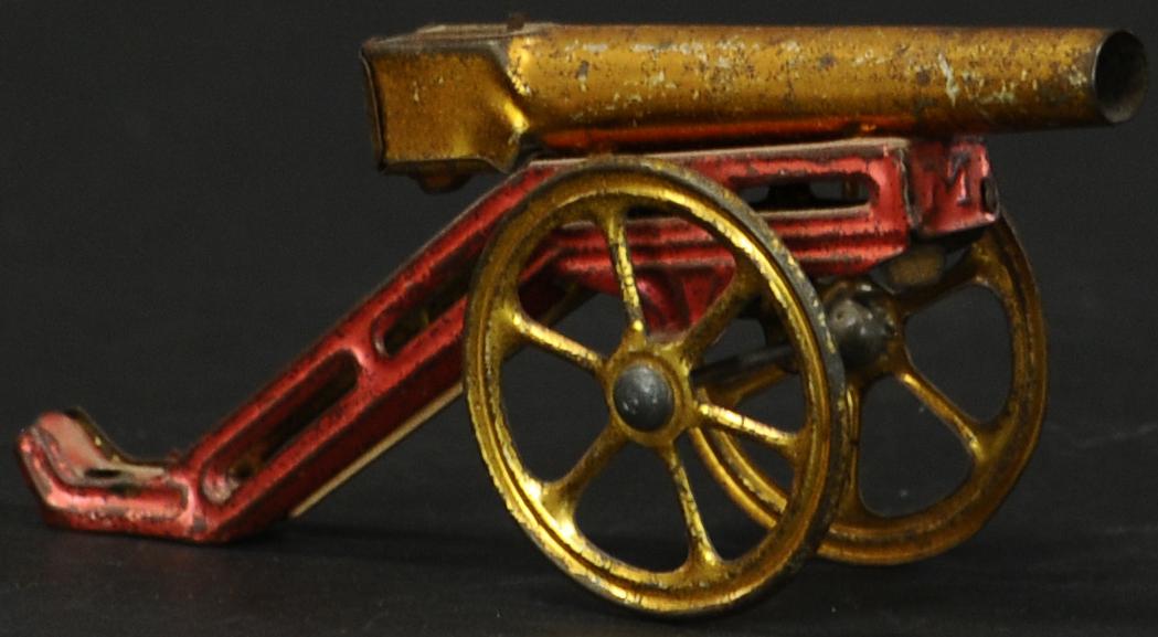 MEIER CANNON PENNY TOY: 126. MEIER CANNON PENNY TOY | 4.5" l. | One wheel is reinforced at hub, (VG Cond.) | $75 - $150
