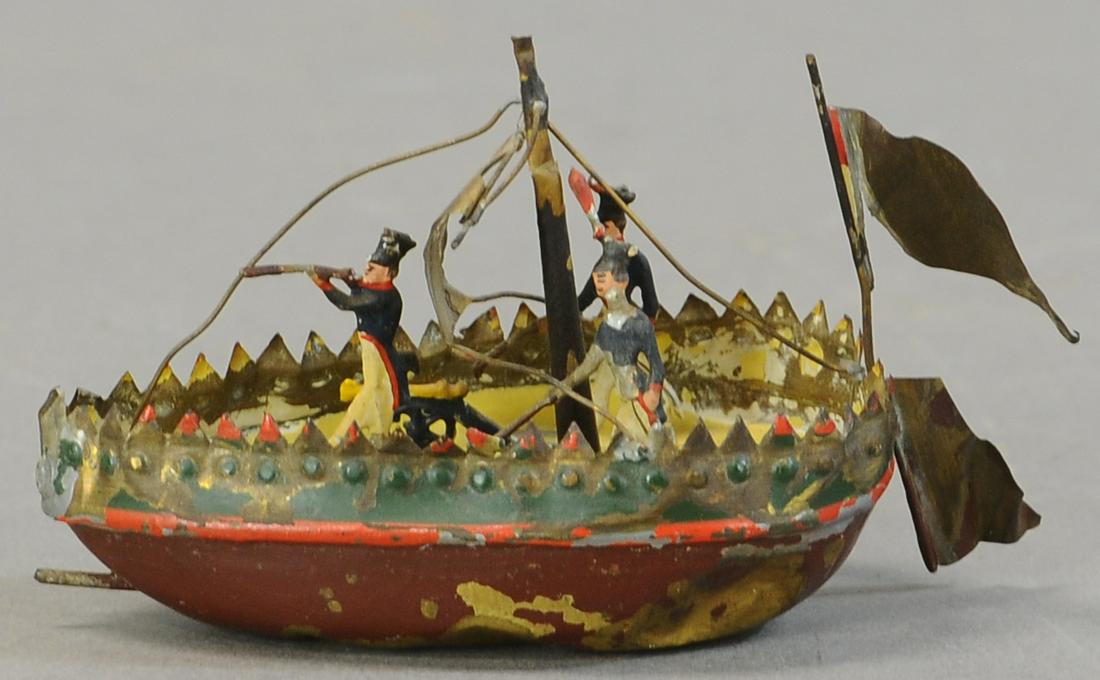ISSMAYER WAR BOAT: 238. ISSMAYER WAR BOAT | 3" l. | All Original Condition. | $250 - $500
