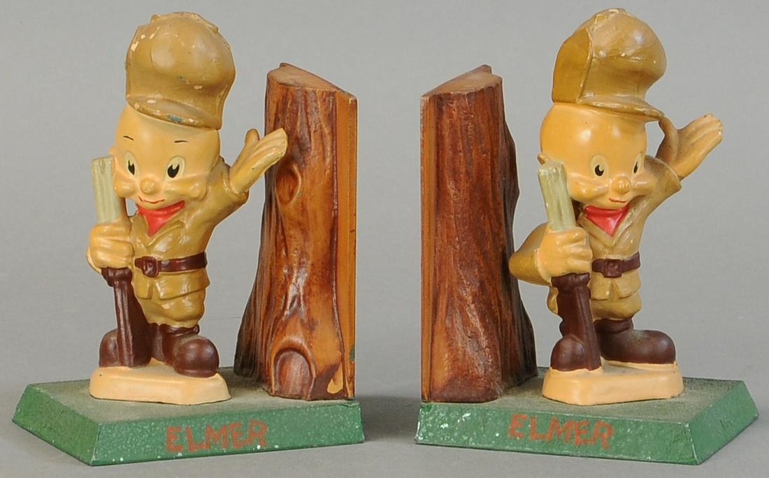 ELMER FUDD BOOKENDS: 340. ELMER FUDD BOOKENDS | 6" h. | All Original Condition. | $100 - $300