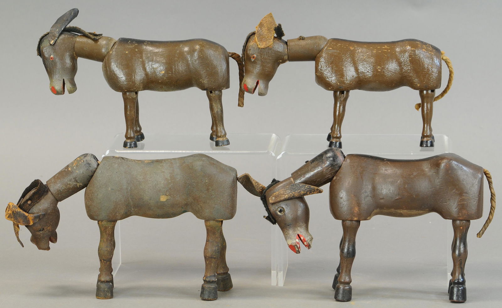 FOUR SCHOENHUT DONKEYS - TWO GLASS-EYED (1 of 3)