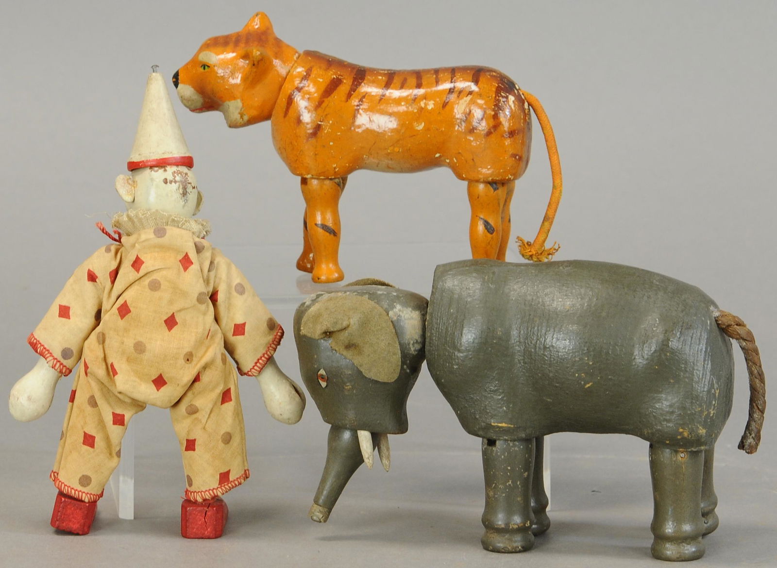 REDUCED SCHOENHUT TIGER W/ ELEPHANT & DONKEY (1 of 3)