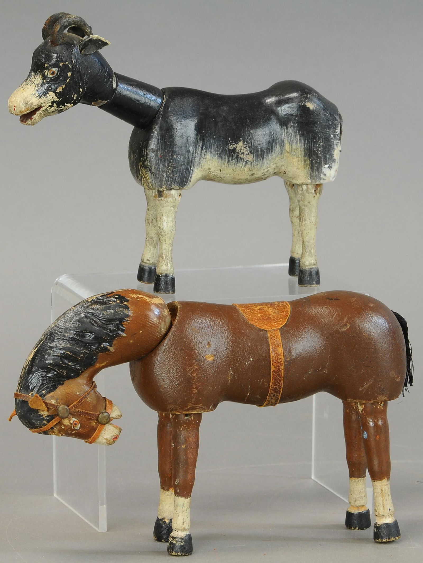 SCHOENHUT HORSE & BILLY GOAT: 466. SCHOENHUT HORSE & BILLY GOAT | 9" l. | All Original Condition. | $150 - $300