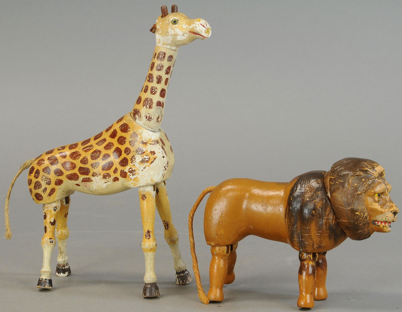 SCHOENHUT GLASS-EYED GIRAFFE W/ A LION (1 of 3)