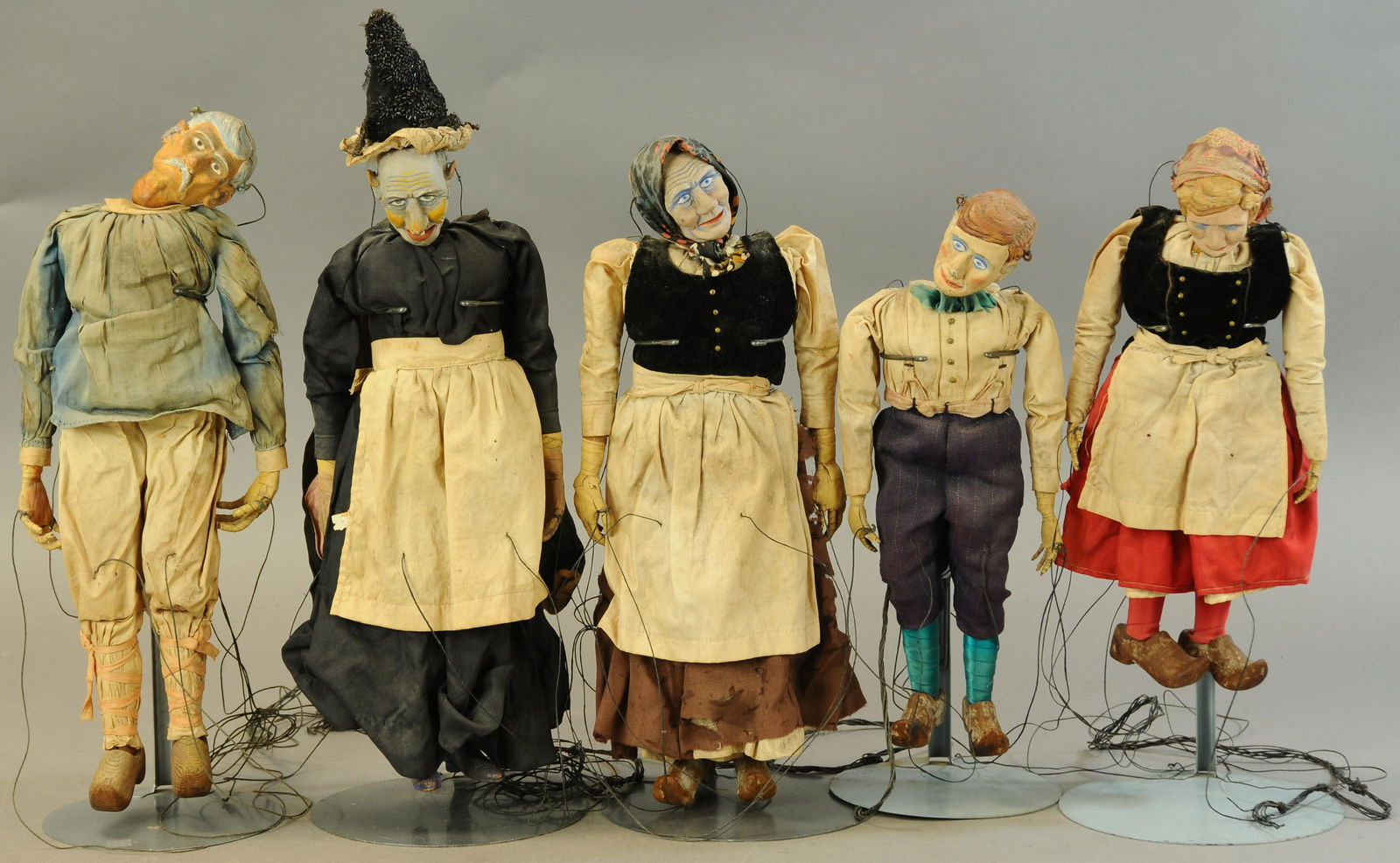 FIVE COMPOSITION HEAD MARIONETTE PUPPETS (1 of 2)