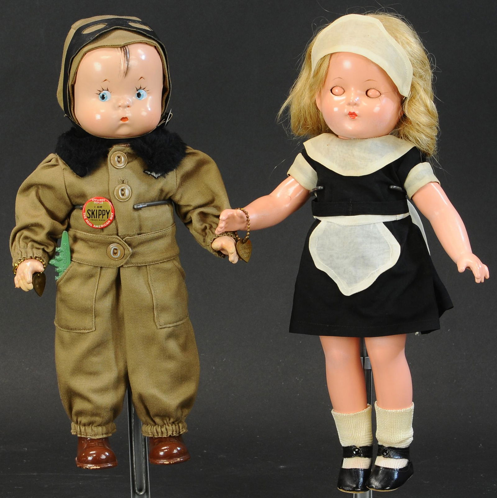 573. EFFANBEE SKIPPY AVIATOR & GIRL MAID DOLLS | (1 of 6)