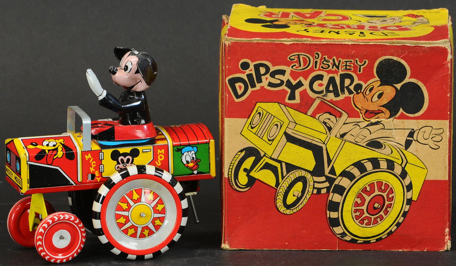243. BOXED MARX MICKEY MOUSE DIPSY CAR | Wind-up causes (1 of 6)