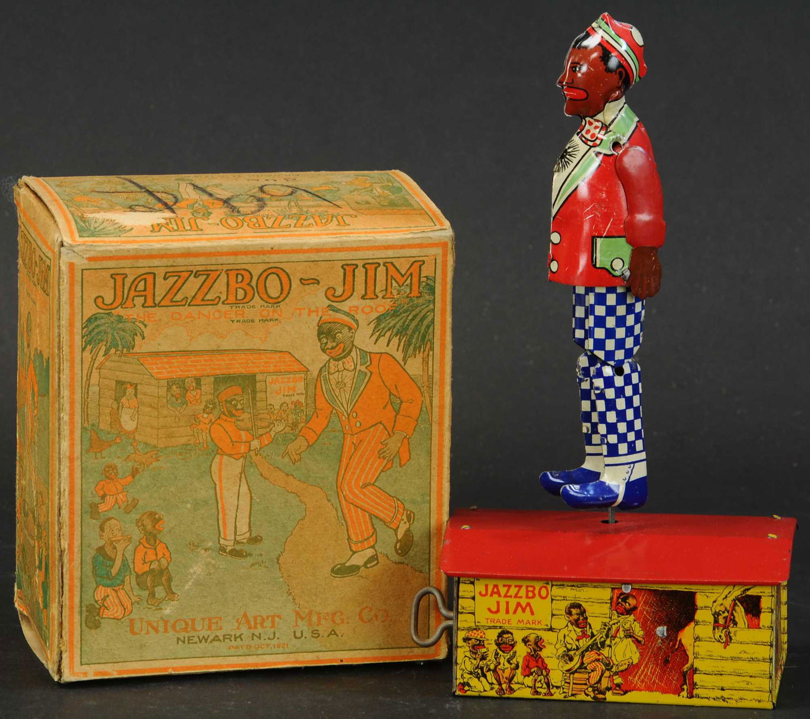 278. BOXED STRAUSS JAZZBO JIM ROOF DANCER | Wind-up (1 of 4)