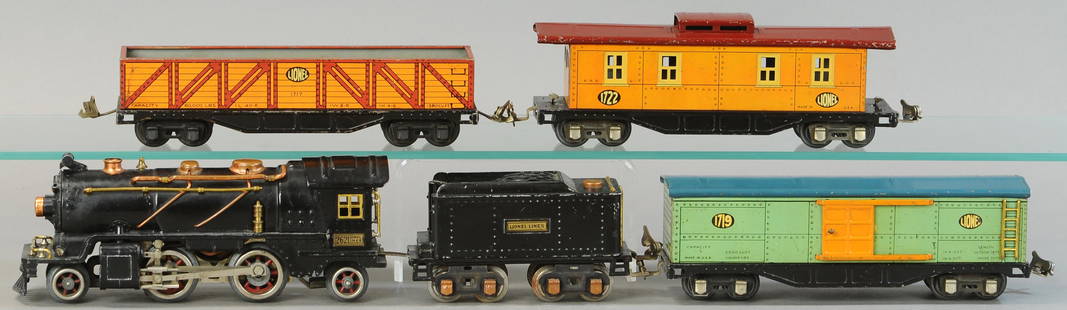 LIONEL #1700 SERIES FREIGHT SET: 8. LIONEL #1700 SERIES FREIGHT SET | 0 Gauge. | Provenance: Paul Cole Collection. | Loco 10" l. | (Exc. Cond.) | $200 - $400