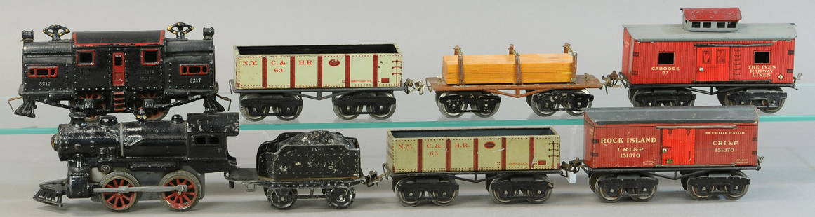 IVES FREIGHT SETS: 12. IVES FREIGHT SETS | 0 Gauge. | Provenance: Paul Cole Collection. | Loco 8" l. | (Exc. Cond.) | $150 - $300