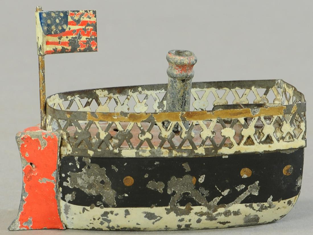 RARE HAND PAINTED TIN BOAT STILL BANK (1 of 8)