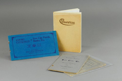 LOT OF FOUR EARLY TOY CATALOGS: Includes 1904 Mason & Parker, 1906 J&E Stevens, 1912 Converse and J&E Stevens Cap Pistols and Banks booklet.
