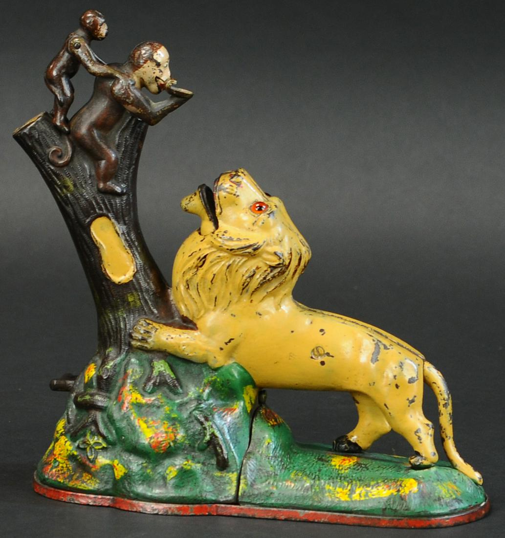LION & TWO MONKEYS MECHANICAL BANK (1 of 4)