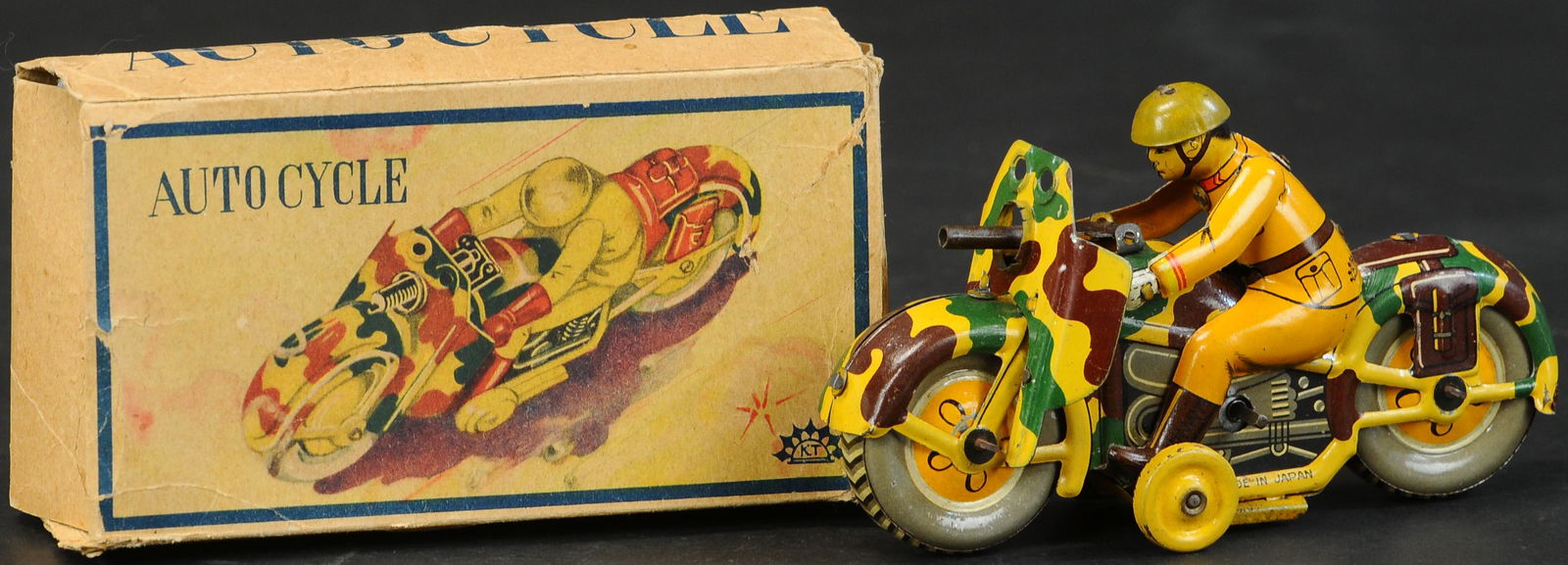 BOXED PRE-WAR JAPAN MILITARY AUTOCYCLE (1 of 4)