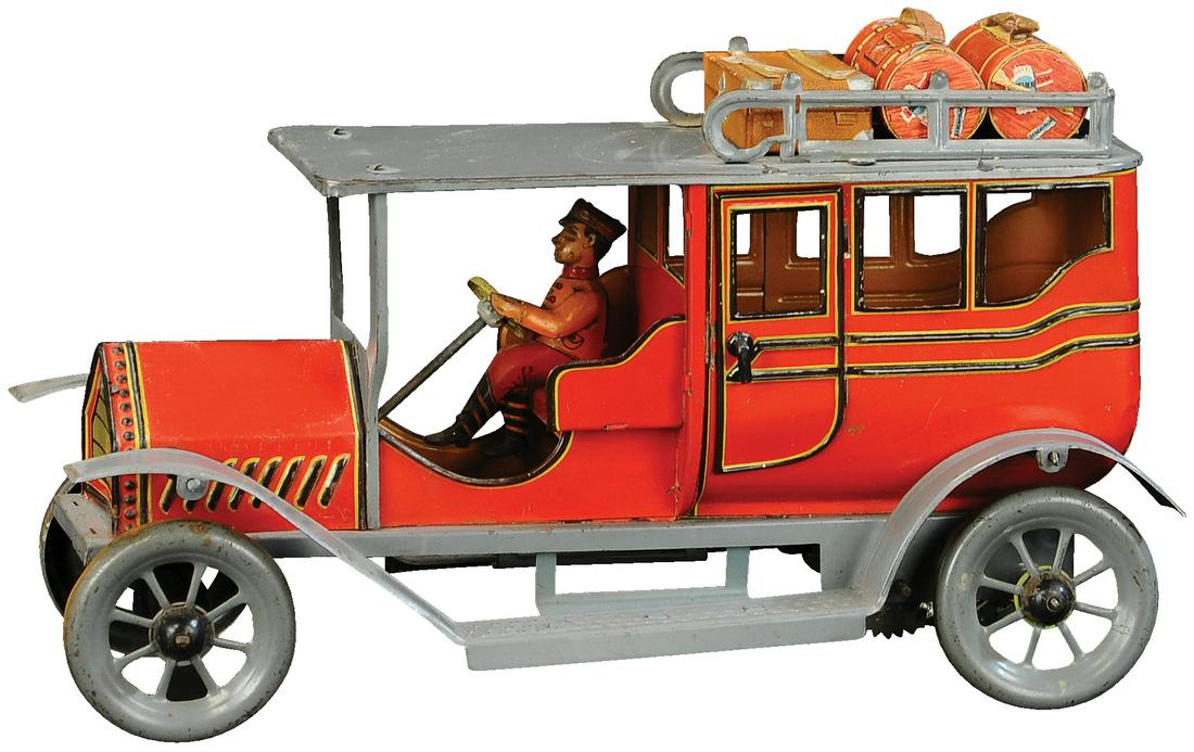 LARGE HANS EBERL LIMOUSINE: 118. LARGE HANS EBERL LIMOUSINE | 10.5" l. | Top of bonnet & the front areas of fenders are repainted, both doors are replaced, displays in (Excellent Condition) | $800 - $1,200