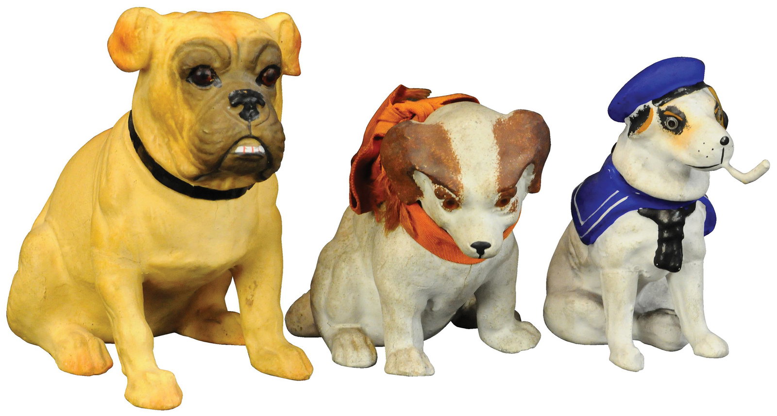 THREE SEATED DOG CANDY CONTAINERS (1 of 3)