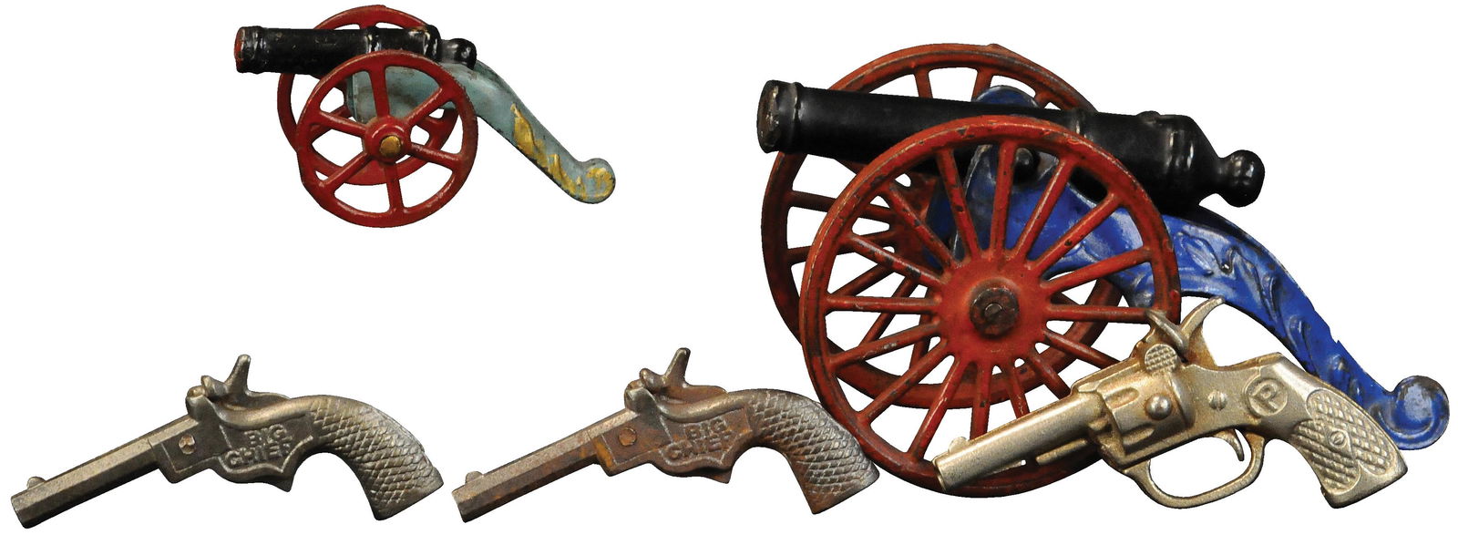 CAST IRON CAP GUNS & CANNONS: 848. CAST IRON CAP GUNS & CANNONS | 6.5" l. | Overall, (Excellent Condition) | $300 - $500
